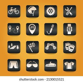 bicycle symbols on black buttons on yellow background