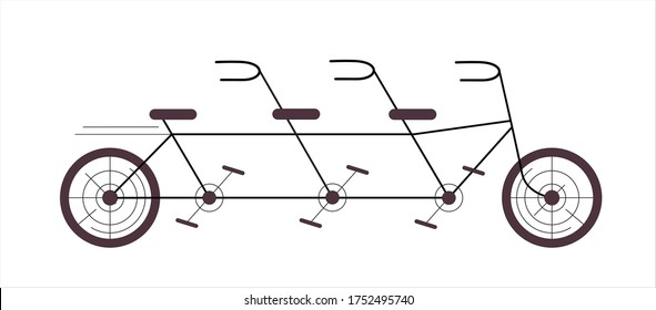 Bicycle tandem. Flat style. Vector icon