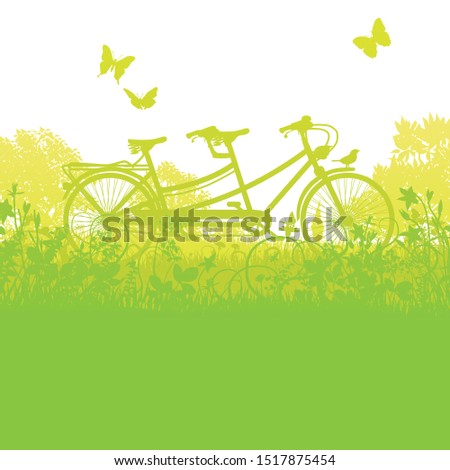 Bicycle and tandem in spring and fun in the nature