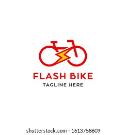 Bicycle template logo icon with an electric symbol between the two wheels.