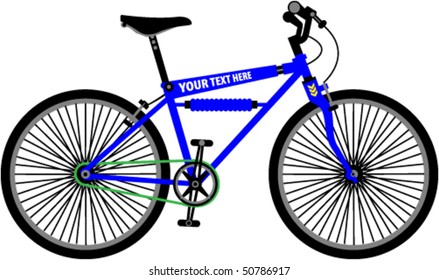 The bicycle with a text on a frame