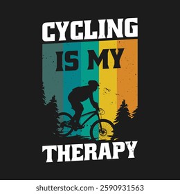 Bicycle therapy quote - Cycling is My Therapy Vintage Retro T Shirt Design