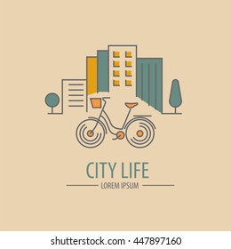 Bicycle thin line design logo template. Vector illustration