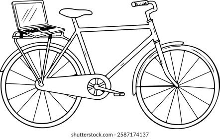 Bicycle with Tiny Laptop on Back
