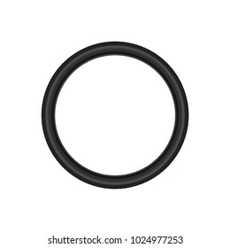 Bicycle Tire, Realistic Vector Illustration. 3D Bike Tyre, Blank Spare Part Isolated on White.