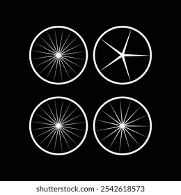 Bicycle tire with rims. Vintage illustration. Black background