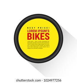 Bicycle Tire, Template for Advertising with an Example of Text Layout. Realistic Vector Illustration