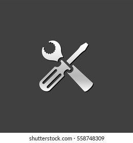 Bicycle tool icon in metallic grey color style.Transportation sport cycling repair