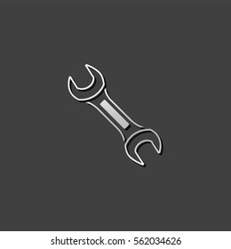 Bicycle tool icon in metallic grey color style.Transportation sport cycling repair