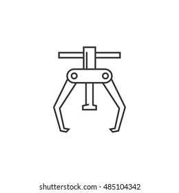 Bicycle tool icon in thin outline style. Transportation sport spare parts tool remove crank set repair maintenance