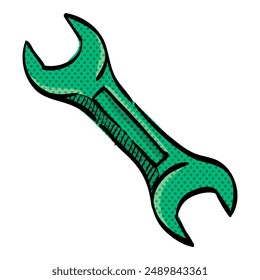Bicycle tools halftone icon hand drawn color vector illustration