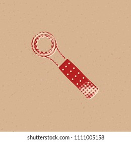 Bicycle tools icon in halftone style. Grunge background vector illustration.