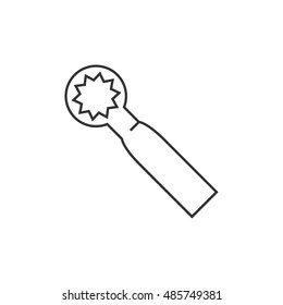 Bicycle tools icon in thin outline style. Wrench mechanic setting maintenance professional