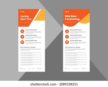 bicycle tour roll up banner design template. bicycle rental service poster leaflet design. cover, roll up banner, poster, print-ready