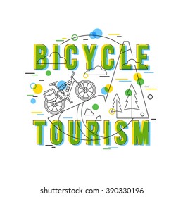 Bicycle Tourism Background with vector icons and elements