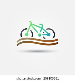 Bicycle tourism vector icon - bright bike green symbol 