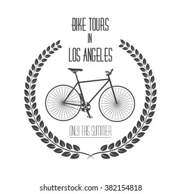 Bicycle tours label, logo. Vintage monochrome vector illustration