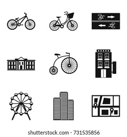 Bicycle traffic icons set. Simple set of 9 bicycle traffic vector icons for web isolated on white background