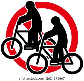 Bicycle traffic rules prohibition pictogram mark, prohibition icon