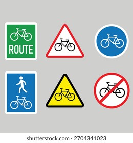 Bicycle Traffic Warning Sign isolated on white background.Vector illustration