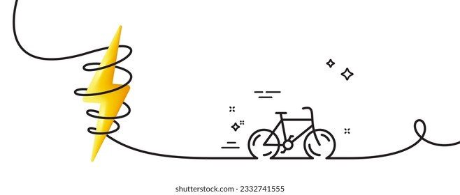 Bicycle transport line icon. Continuous one line with curl. Bike public transportation sign. Driving symbol. Bicycle single outline ribbon. Loop curve with energy. Vector