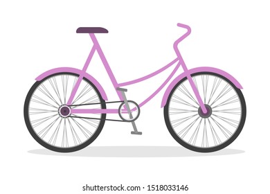 Bicycle transport. Sport transportation with pedal and wheel. Urban element. Isolated vector illustration in flat style