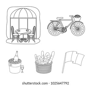 Bicycle, transport, vehicle,cafe .France country set collection icons in outline style vector symbol stock illustration web.