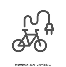 Bicycle and transportation icon outline and linear vector.