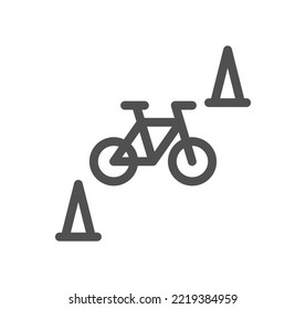 Bicycle and transportation icon outline and linear vector.
