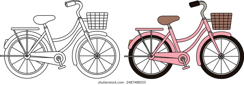 Bicicleta, transporte, vehículo, dibujo para colorear para niños 