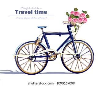 Bicycle travel card Vector realistic. Detailed 3d illustrations