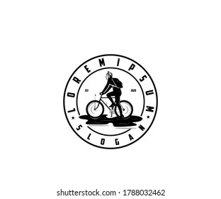 Bicycle traveler icon logo design silhouette