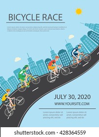 Bicycle trip or race poster or flyer, vector illustration