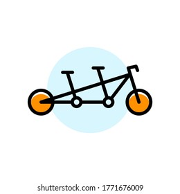 Bicycle with two seats icon. Double seat bike logo vector. Healthy sport.