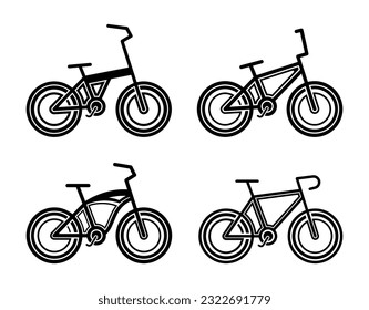 Bicycle Type Icon Set. Vector Illustration