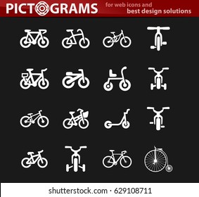 Bicycle type vector icons for user interface design