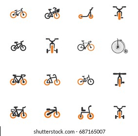 Bicycle type vector icons for user interface design