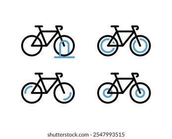 Bicycle types vector linear icons set. Bike icon vector logo template.