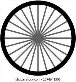 A bicycle tyre with 24 spokes.