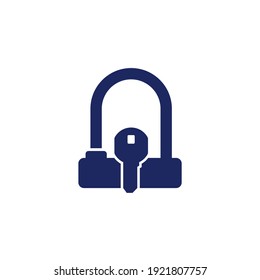 Bicycle U-Lock and key icon