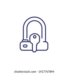 Bicycle U-Lock and key line icon