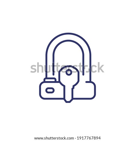 Bicycle U-Lock and key line icon
