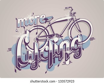 bicycle vector background with calligraphy