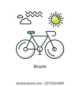 Ilustración de diseño de iconos de esquema rellenado por vectores de bicicleta. Símbolo ecológico sobre el fondo blanco Archivo EPS 10