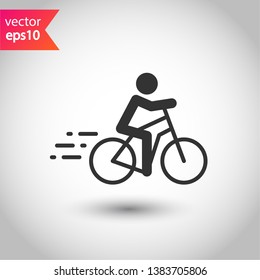 Bicycle vector flat sign. Bicyclist icon. Man on bicycle icon. Bicycle vector icon. EPS 10 icon design