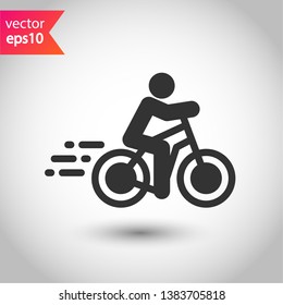 Bicycle vector flat sign. Bicyclist icon. Man on bicycle icon. Bicycle vector icon. EPS 10 icon design