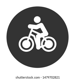Bicycle vector flat sign. Bicyclist icon. Man on bicycle icon. Bicycle vector icon. EPS 10 round icon design