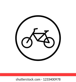 Bicycle vector icon, bike symbol. Simple, flat design for web or mobile app