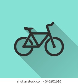 Bicycle vector icon. Black illustration isolated on green background for graphic and web design.