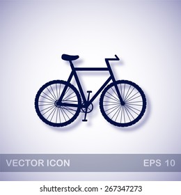 Bicycle vector icon - dark blue illustration with blue shadow